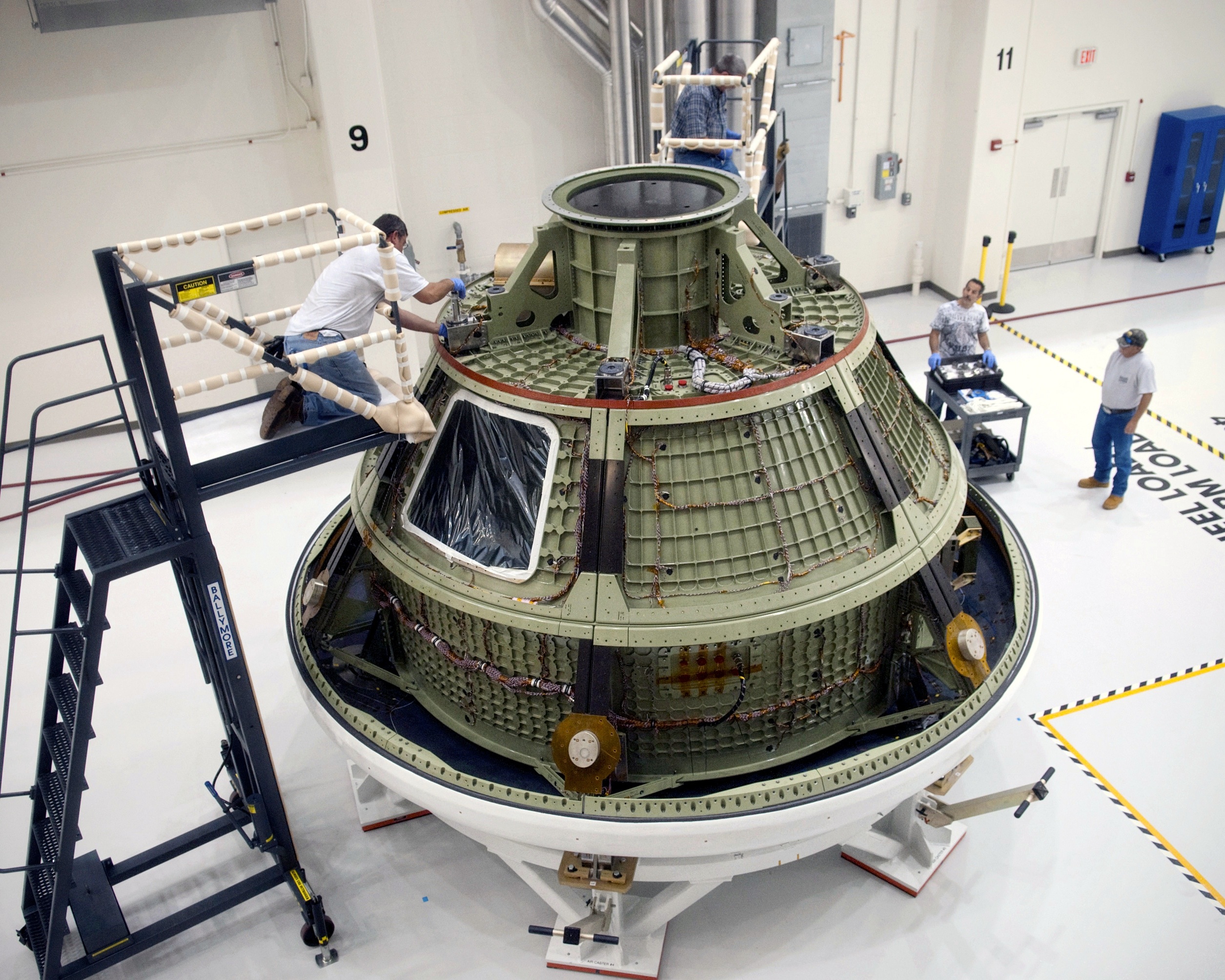 Modal testing at NASA's Kennedy Space Centre on the Orion Ground Test Vehicle